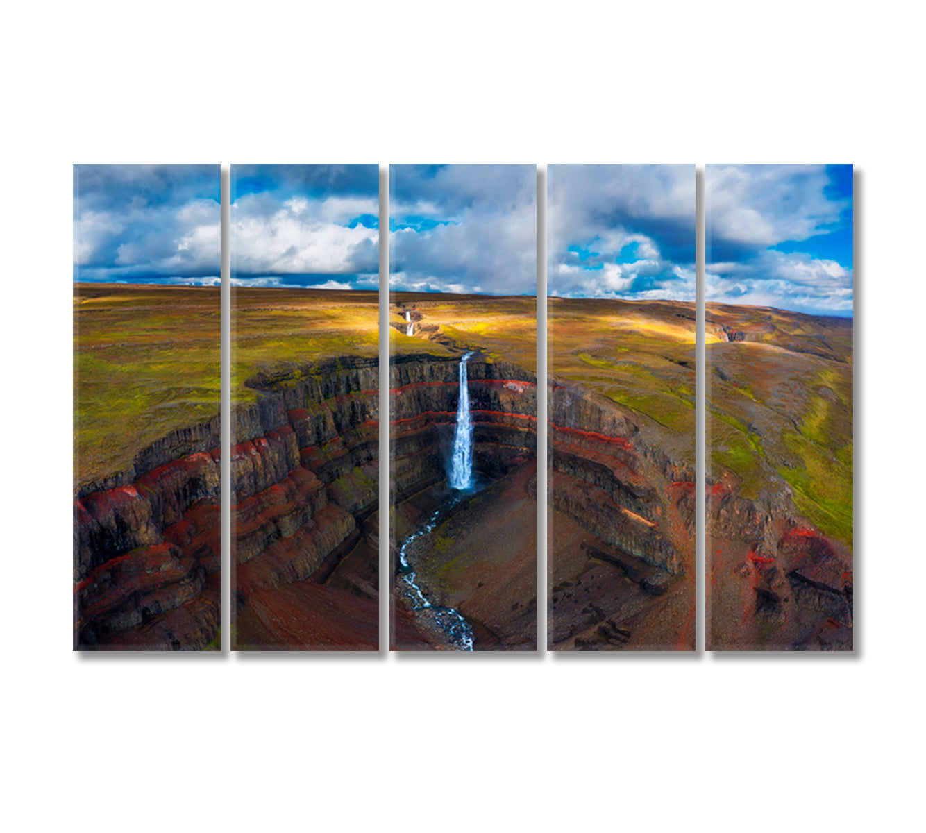 Hengifoss Waterfall in Iceland Canvas Print-Canvas Print-CetArt-5 Panels-36x24 inches-CetArt