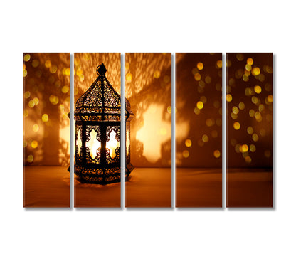 Ramadan Kareem Decorative Arabic Lantern Canvas Print-Canvas Print-CetArt-5 Panels-36x24 inches-CetArt