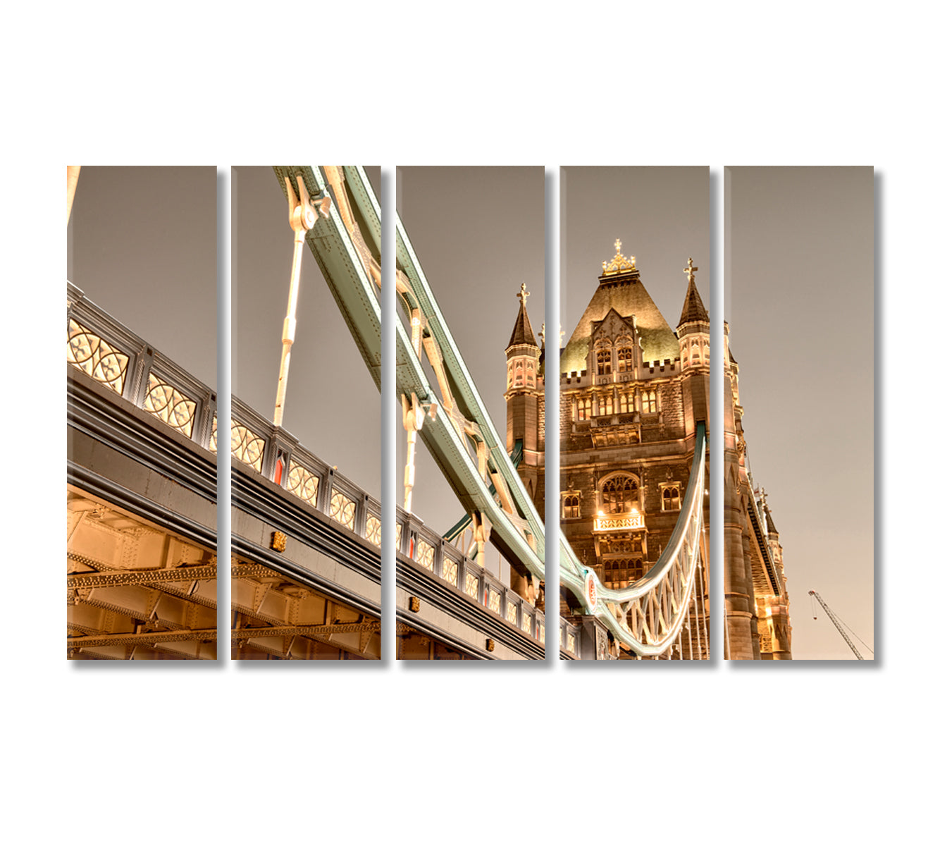 Famous Tower Bridge in Evening London Canvas Print-Canvas Print-CetArt-5 Panels-36x24 inches-CetArt