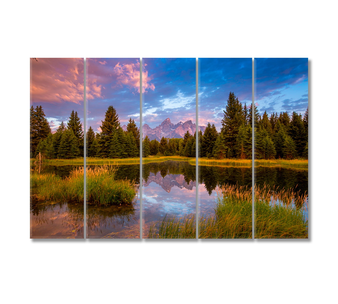 Teton Mountain Range in Grand Teton National Park Canvas Print-Canvas Print-CetArt-5 Panels-36x24 inches-CetArt