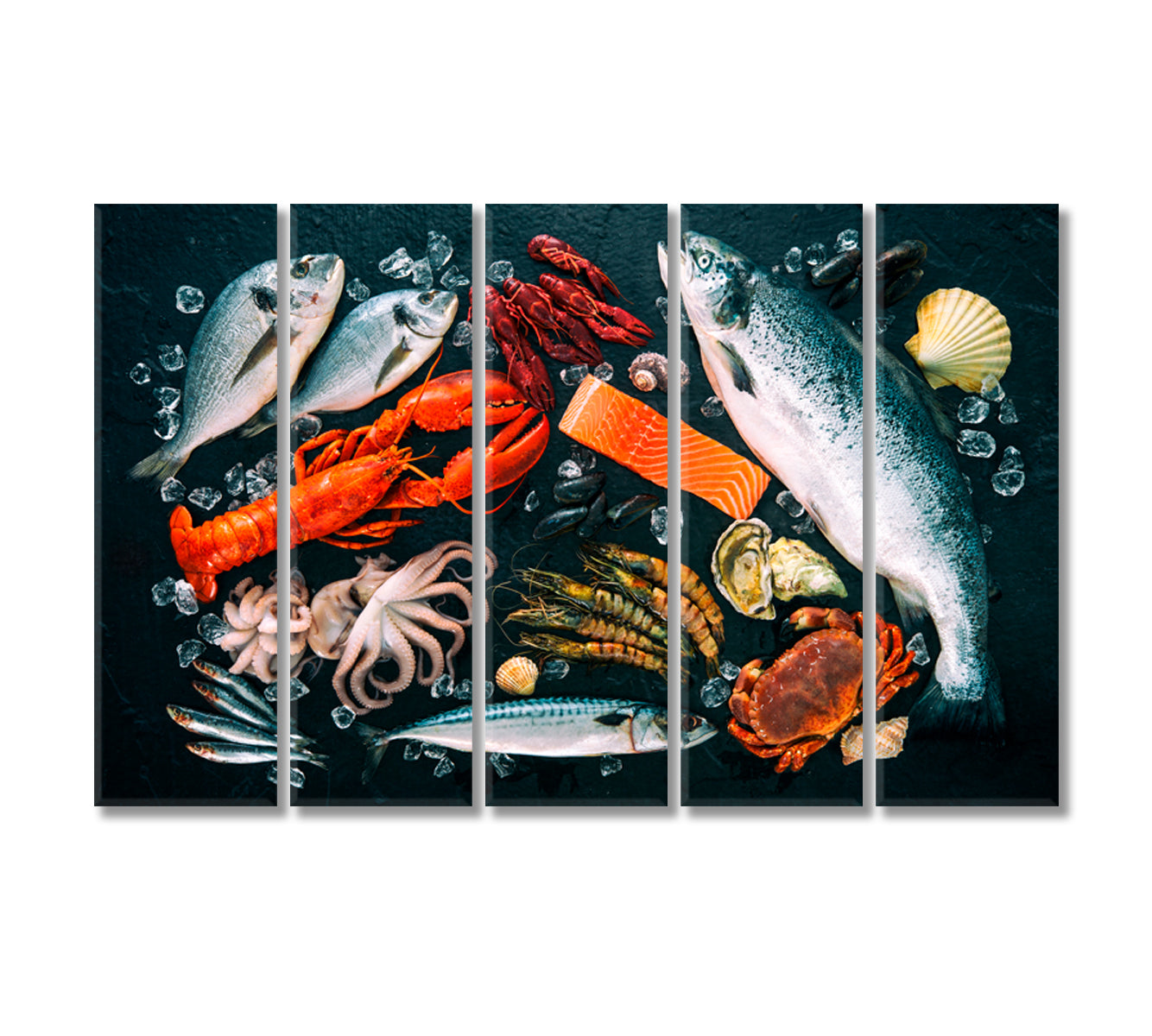 Fresh Fish and Seafood Canvas Print-Canvas Print-CetArt-5 Panels-36x24 inches-CetArt