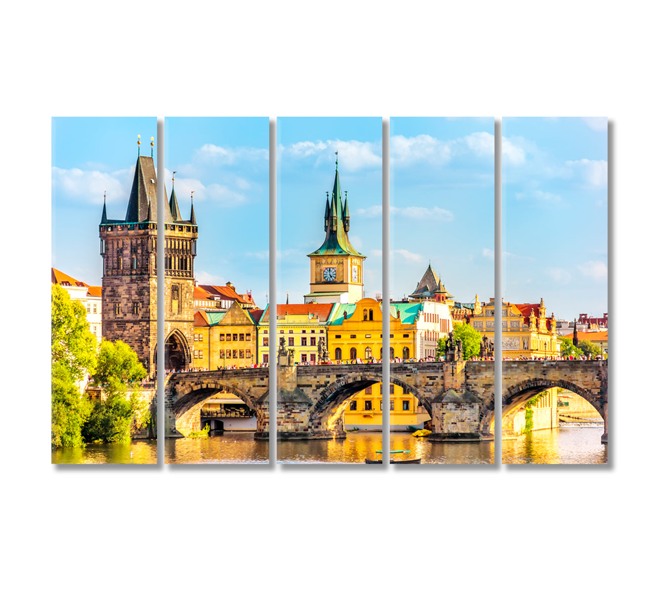 Charles Bridge and Old Town Bridge Prague Canvas Print-Canvas Print-CetArt-5 Panels-36x24 inches-CetArt