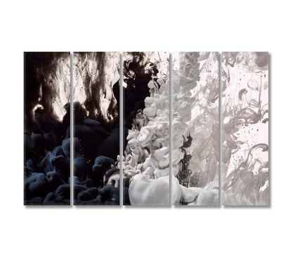 Abstract Black And White Paint Splash in Water Canvas Print-Canvas Print-CetArt-5 Panels-36x24 inches-CetArt