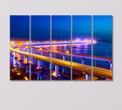 Hangzhou Bay Bridge China Canvas Print-Canvas Print-CetArt-5 Panels-36x24 inches-CetArt