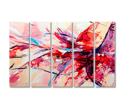 Abstract Multicolor Brush Strokes Canvas Print-Artwork-CetArt-5 Panels-36x24 inches-CetArt