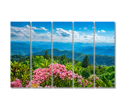 Smoky Mountains from Blue Ridge Parkway Blue Ridge Mountains North Carolina Canvas Print-Canvas Print-CetArt-5 Panels-36x24 inches-CetArt