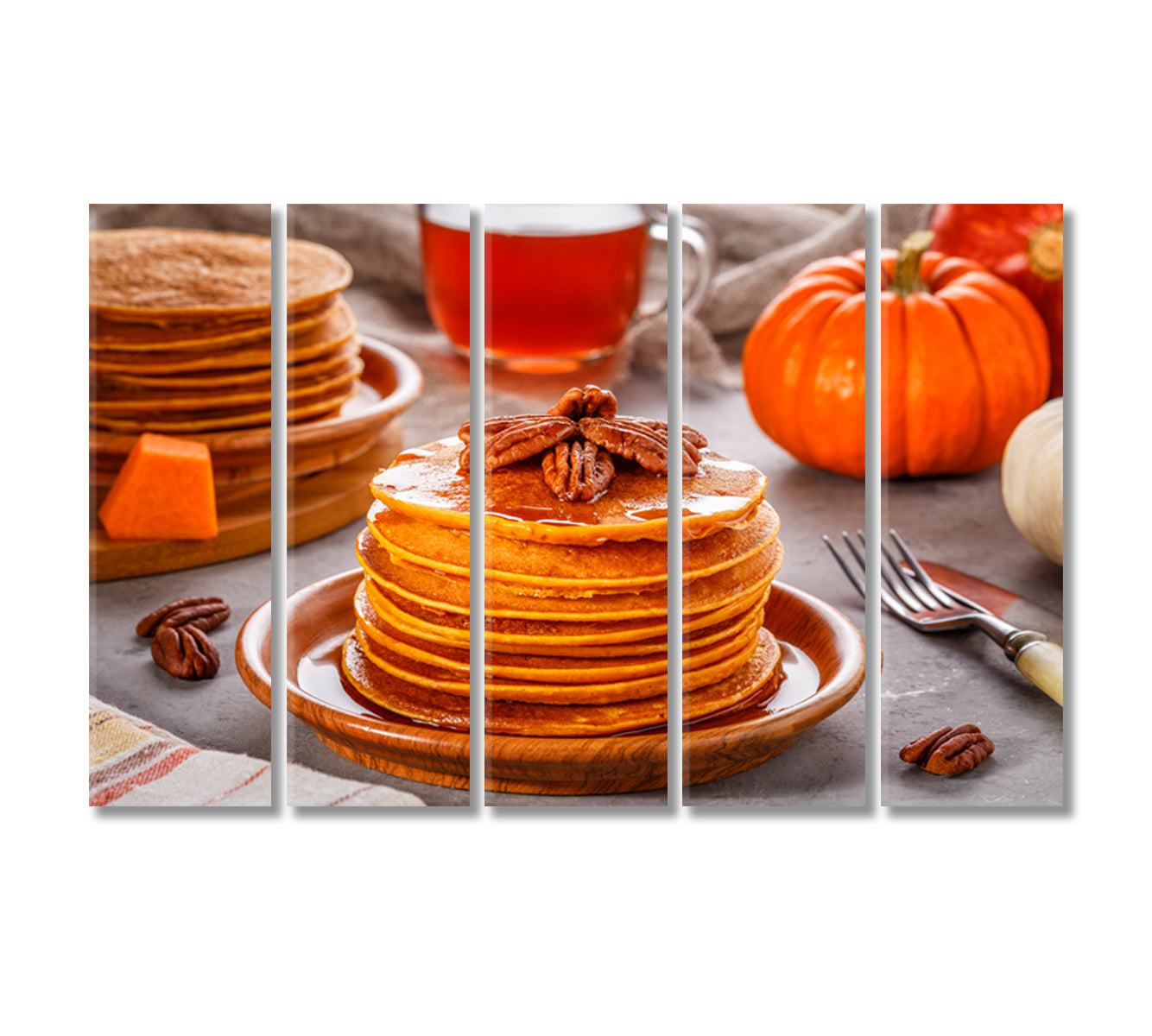 Pumpkin Pancakes with Pecans Canvas Print-Canvas Print-CetArt-5 Panels-36x24 inches-CetArt