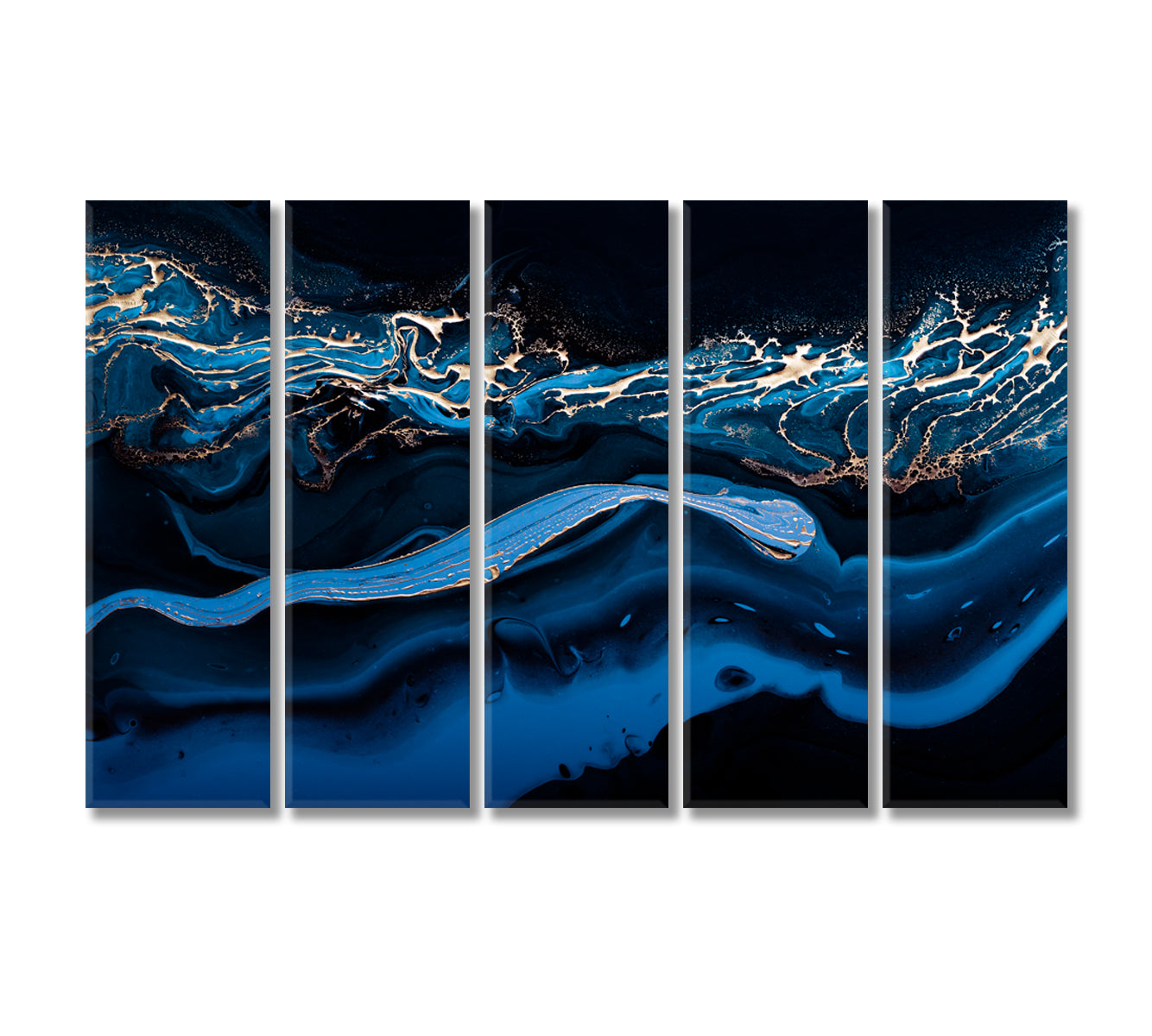 Fluid Abstract Blue Marble Wave Canvas Print-Canvas Print-CetArt-5 Panels-36x24 inches-CetArt