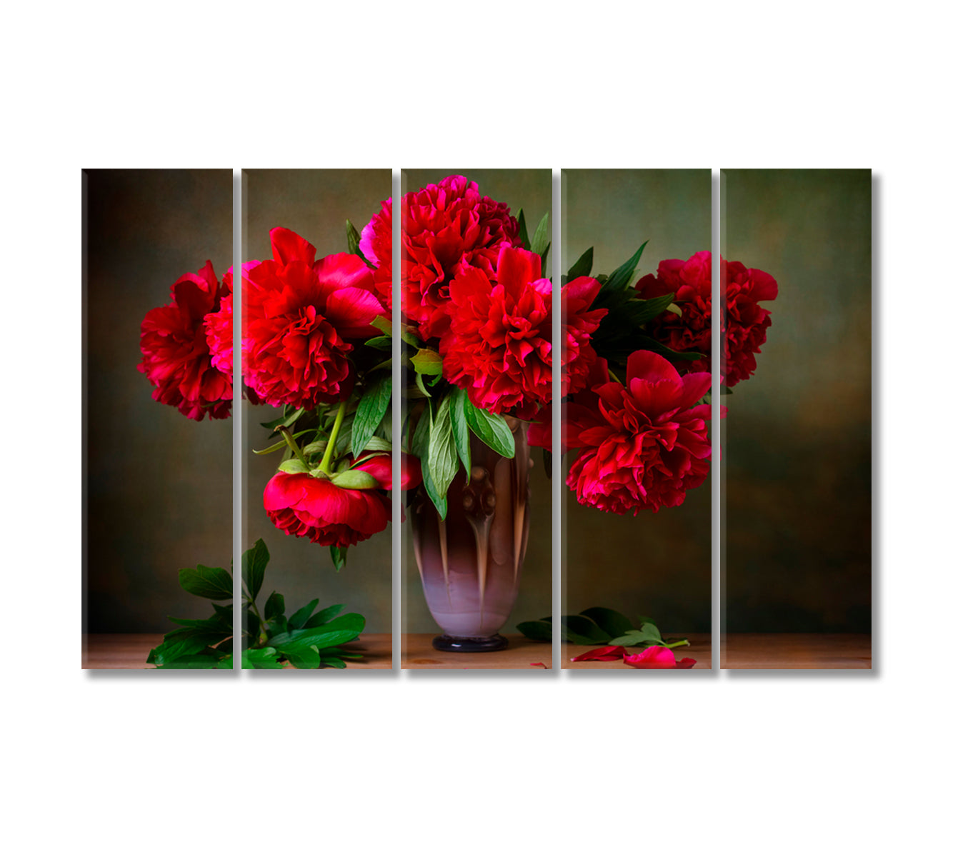 Still Life with Red Peonies Canvas Print-Canvas Print-CetArt-5 Panels-36x24 inches-CetArt