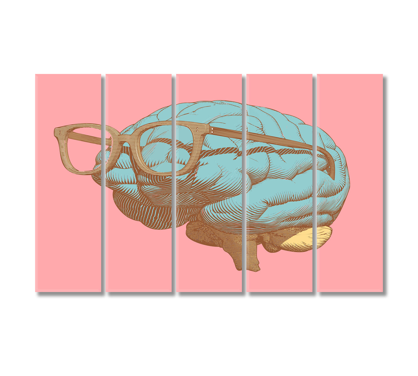 Brain with Glasses Canvas Print-Canvas Print-CetArt-5 Panels-36x24 inches-CetArt
