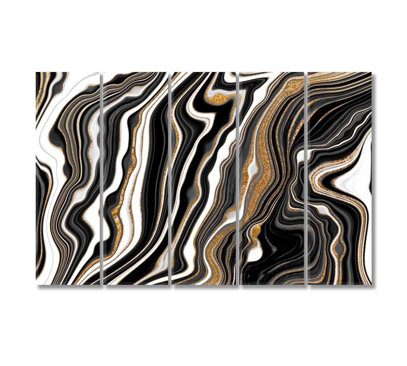 Abstract Black and White Agate Canvas Print-Canvas Print-CetArt-5 Panels-36x24 inches-CetArt