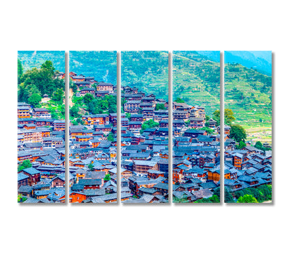 Xijiang Miao Village Guizhou China Canvas Print-Canvas Print-CetArt-5 Panels-36x24 inches-CetArt
