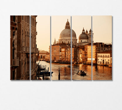 Church Santa Maria della Salute and Grand Canal Venice Italy Canvas Print-Canvas Print-CetArt-5 Panels-36x24 inches-CetArt