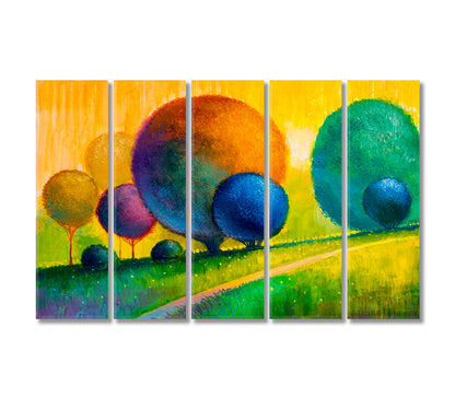 Bright Colorful Trees Canvas Print-Canvas Print-CetArt-5 Panels-36x24 inches-CetArt