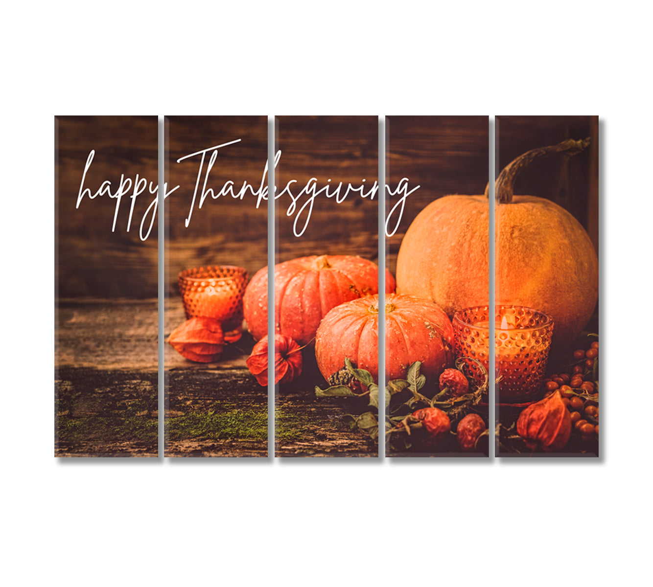 Happy Thanksgiving Pumpkins Canvas Print-Canvas Print-CetArt-5 Panels-36x24 inches-CetArt