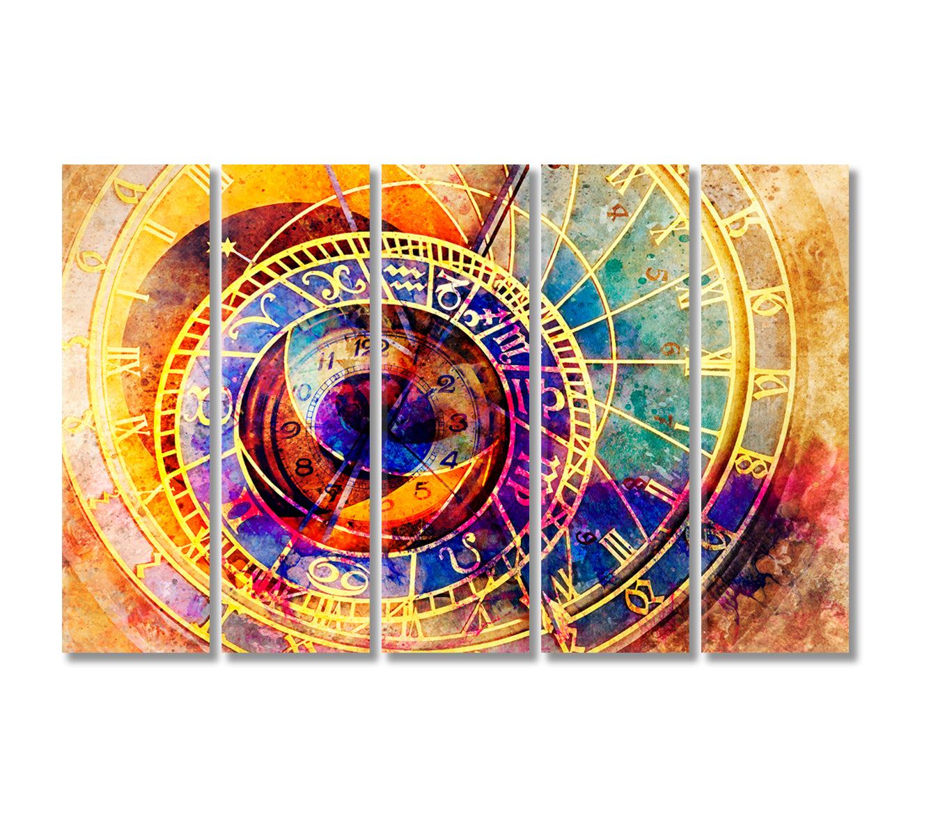 Abstract Astrological Zodiac Symbols Canvas Print-Canvas Print-CetArt-5 Panels-36x24 inches-CetArt