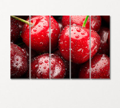 Cherries with Water Drops Canvas Print-Canvas Print-CetArt-5 Panels-36x24 inches-CetArt