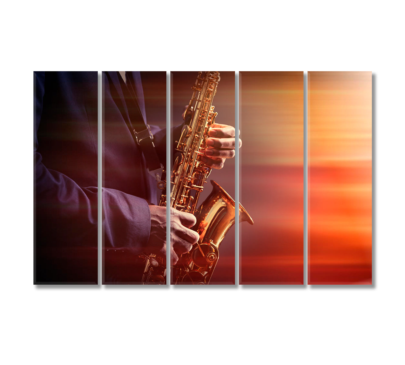 African American Jazz Musician Playing Saxophone Canvas Print-Canvas Print-CetArt-5 Panels-36x24 inches-CetArt