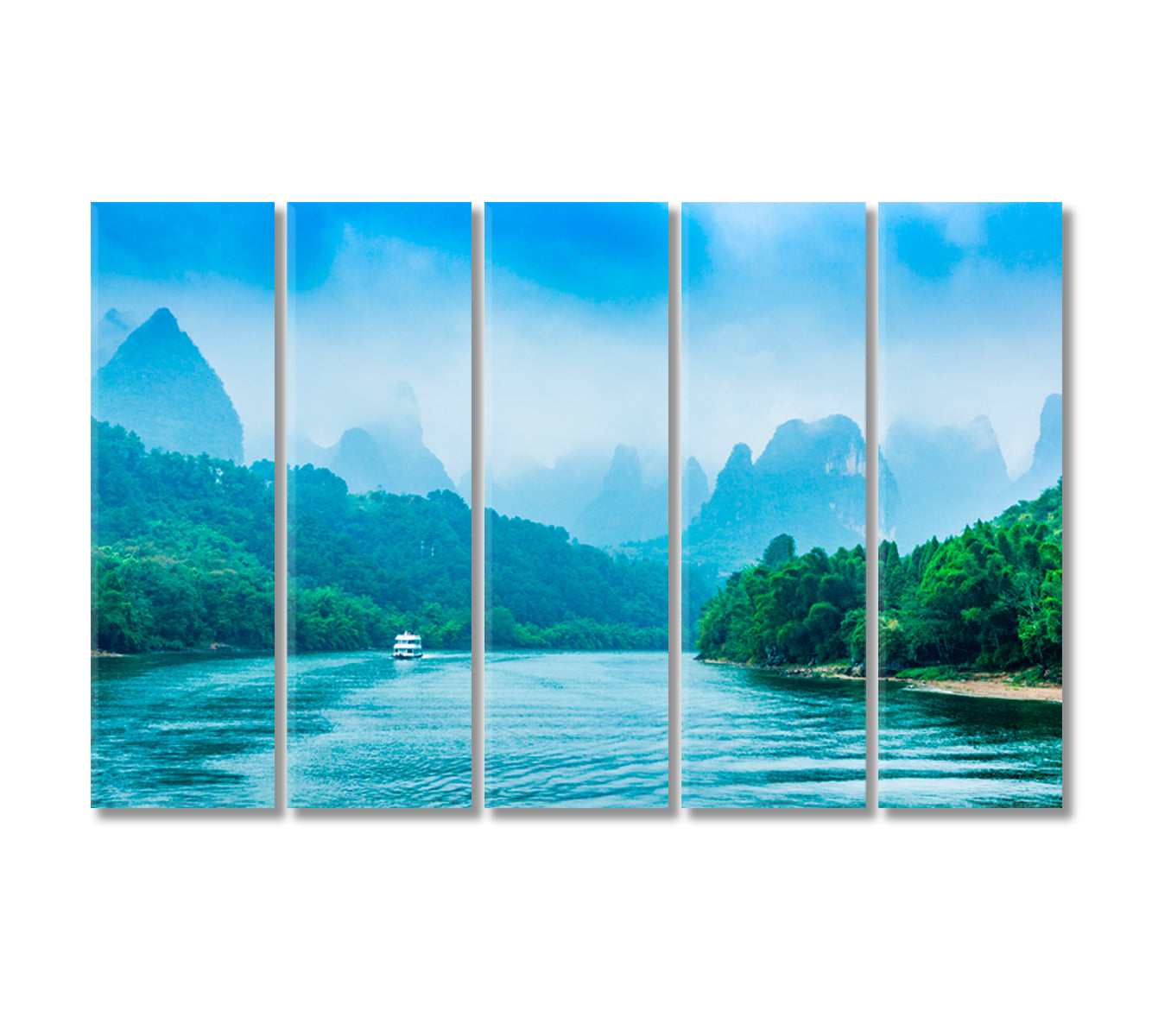 Mountain Landscape with River China Canvas Print-Canvas Print-CetArt-5 Panels-36x24 inches-CetArt