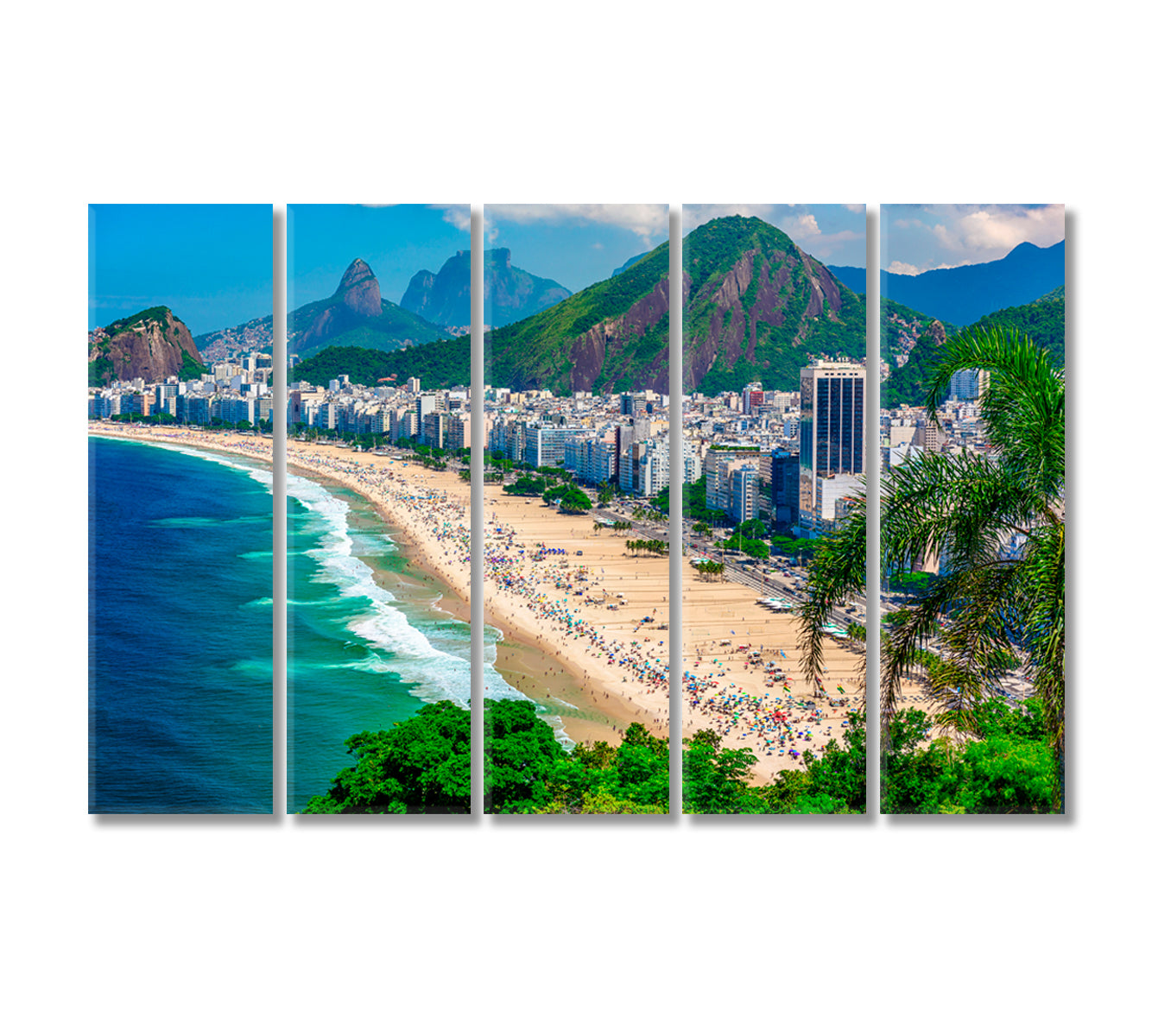 Copacabana Beach in Rio De Janeiro Brazil Canvas Print-Canvas Print-CetArt-5 Panels-36x24 inches-CetArt
