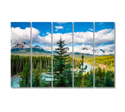 Morant's Curve Banff National Park Canada Canvas Print-Canvas Print-CetArt-5 Panels-36x24 inches-CetArt
