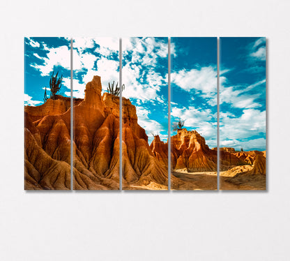 Big Orange Sand Stones of Tatacoa Desert Colombia Canvas Print-Canvas Print-CetArt-5 Panels-36x24 inches-CetArt