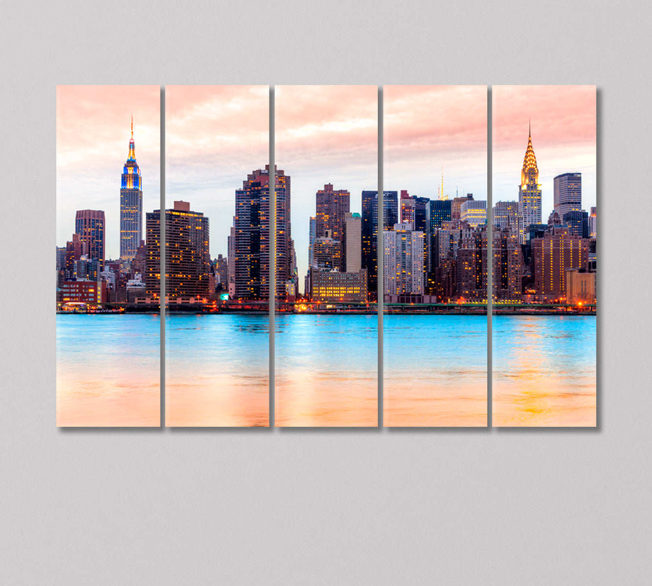 Manhattan Skyline NY USA Canvas Print-Canvas Print-CetArt-5 Panels-36x24 inches-CetArt