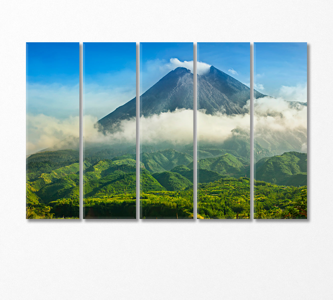 Active Volcano Merapi in Indonesia Canvas Print-Canvas Print-CetArt-5 Panels-36x24 inches-CetArt