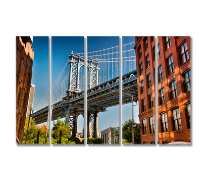 Manhattan Bridge Dumbo Brooklyn New York USA Canvas Print-Canvas Print-CetArt-5 Panels-36x24 inches-CetArt