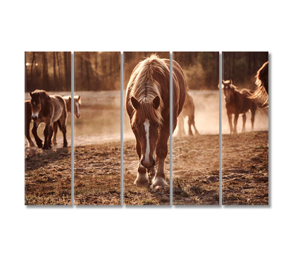 Stunningly Beautiful Herd of Horses Canvas Print-Canvas Print-CetArt-5 Panels-36x24 inches-CetArt