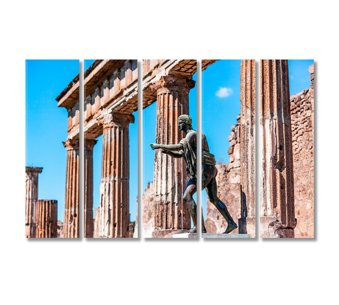 Ruins of Antique Temple of Apollo with Apollo Statue Canvas Print-Canvas Print-CetArt-5 Panels-36x24 inches-CetArt