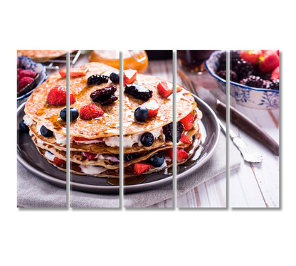 Pancake with Berry Fruits Canvas Print-Canvas Print-CetArt-5 Panels-36x24 inches-CetArt