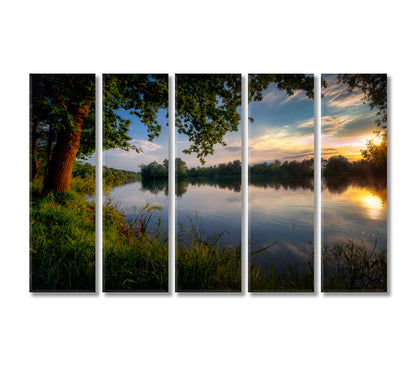 Narew River with Oaks in Poland Canvas Print-Canvas Print-CetArt-5 Panels-36x24 inches-CetArt