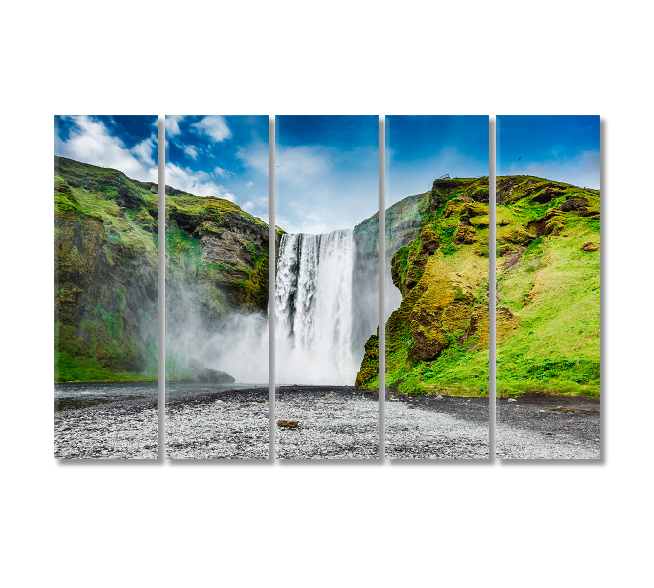 Amazing Skogafoss Waterfall Iceland Canvas Print-Canvas Print-CetArt-5 Panels-36x24 inches-CetArt