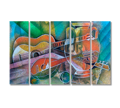 Cubist Style Musical Instruments Canvas Print-Canvas Print-CetArt-5 Panels-36x24 inches-CetArt