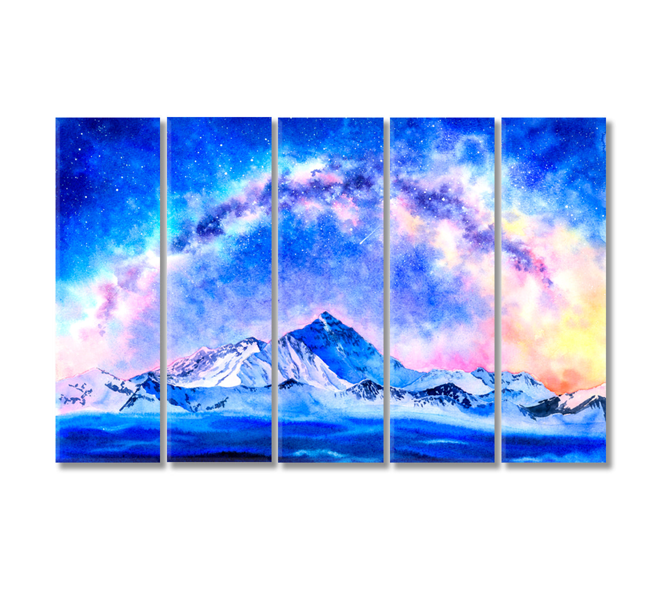 Mount Everest With Milky Way Canvas Print-Canvas Print-CetArt-5 Panels-36x24 inches-CetArt