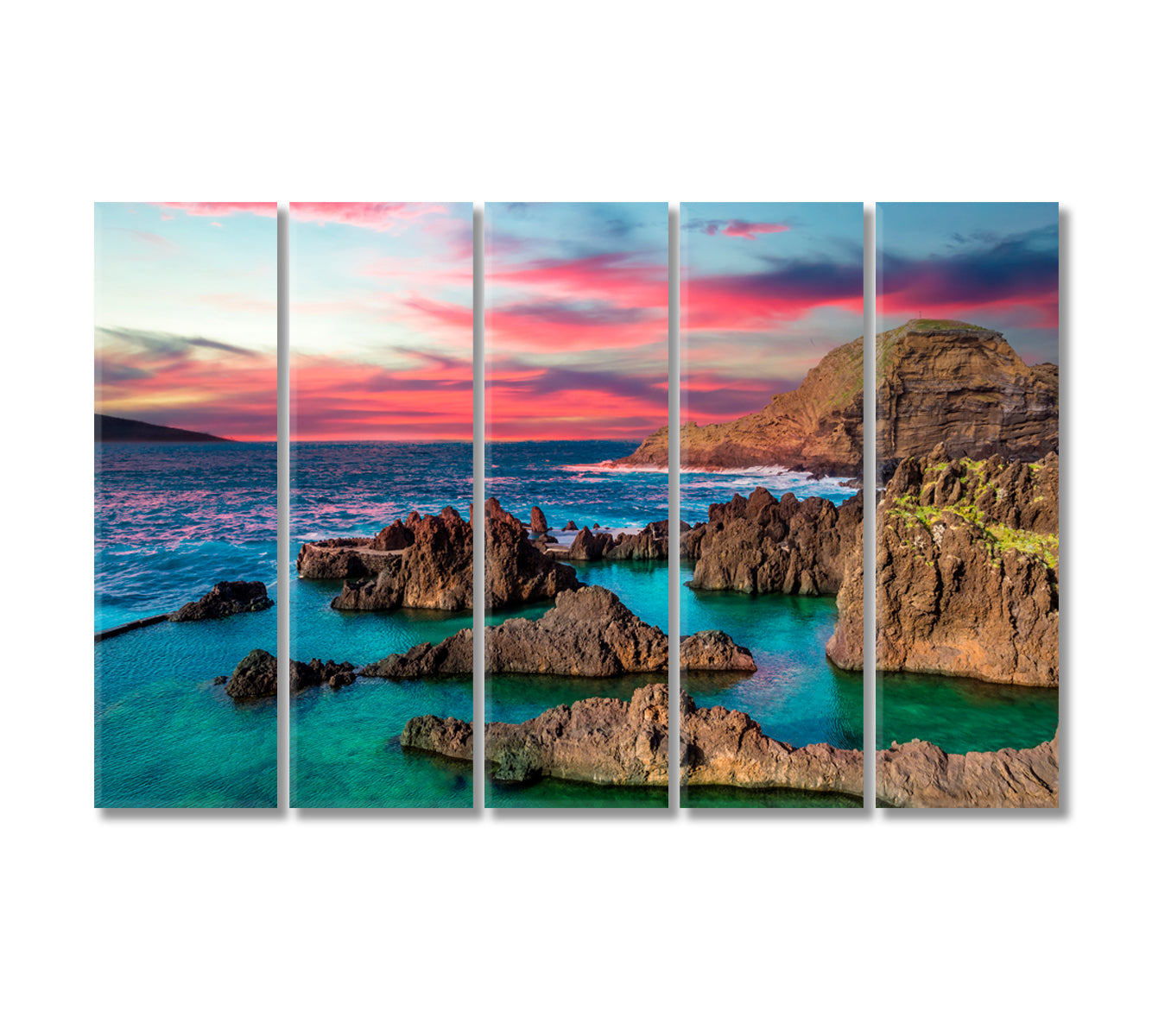 Coast of Madeira Island at Sunset Portugal Canvas Print-Canvas Print-CetArt-5 Panels-36x24 inches-CetArt
