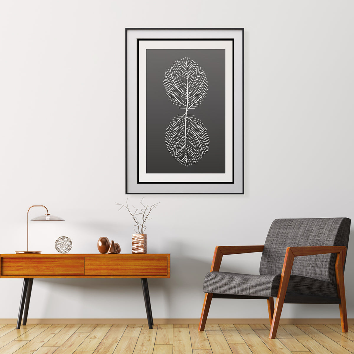 Abstract Leaf Line Art in Black White Office Posters Wall Art-Vertical Posters NOT FRAMED-CetArt-8″x10″ inches-CetArt