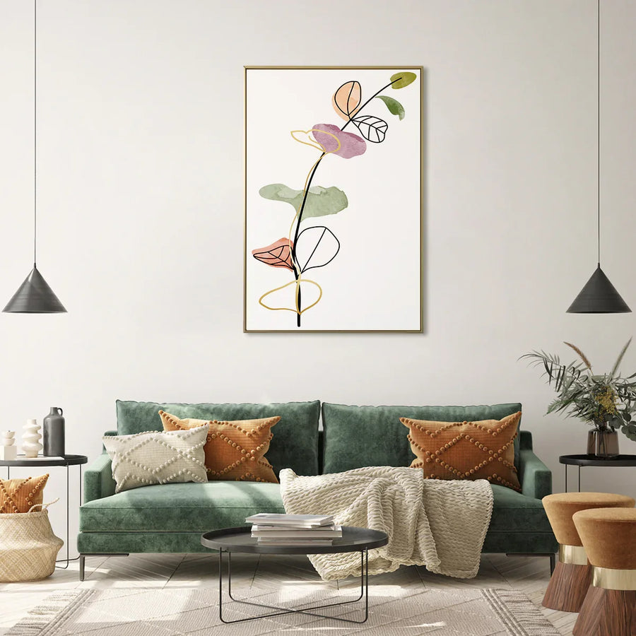 Tall abstract stem with rounded leaves poster