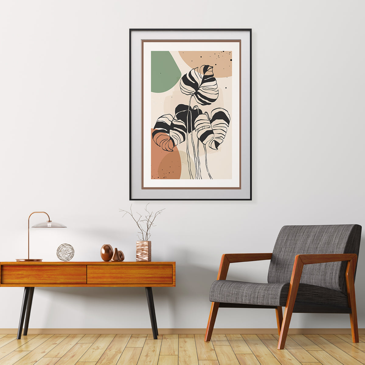 Modern Abstract Leaves Line Art Retro & Vintage Poster-Vertical Posters NOT FRAMED-CetArt-8″x10″ inches-CetArt