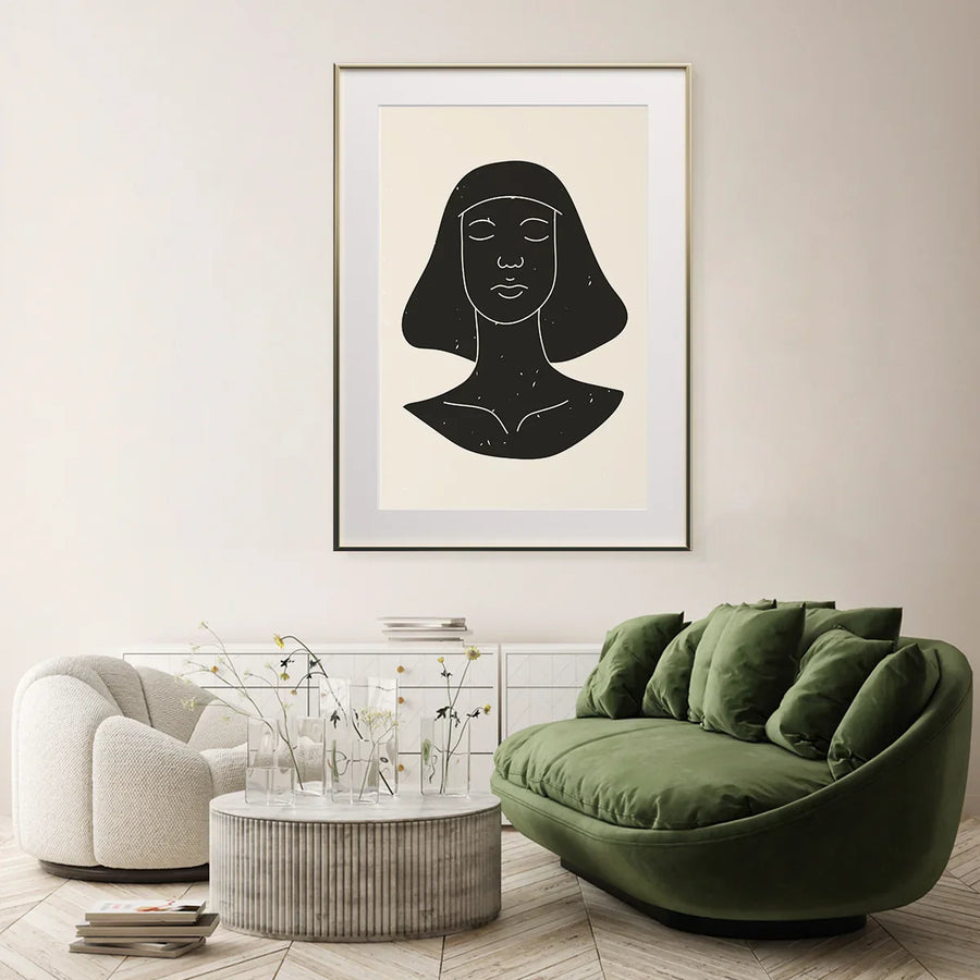 Minimal bust silhouette poster in black