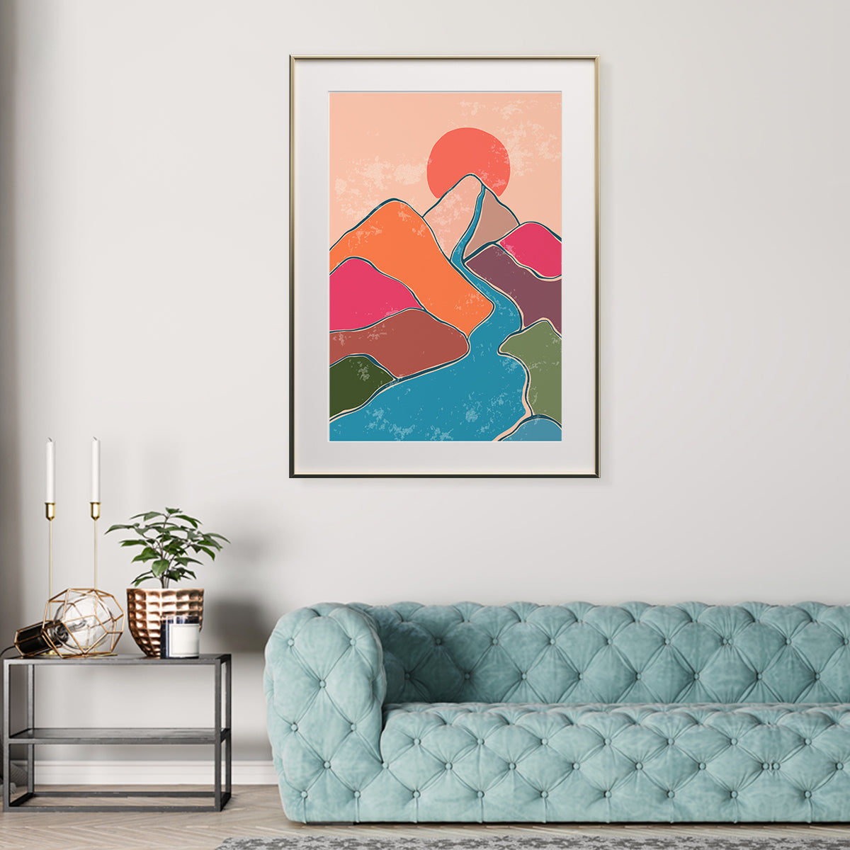 Colorful Mountain Landscape Modern Abstract Art Posters-Vertical Posters NOT FRAMED-CetArt-8″x10″ inches-CetArt
