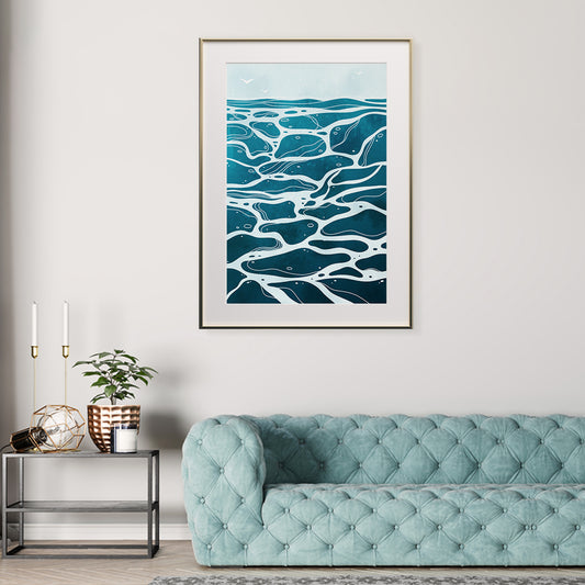 Abstract Blue Sea Waves Living Room Art Posters Japanese Style-Vertical Posters NOT FRAMED-CetArt-8″x10″ inches-CetArt