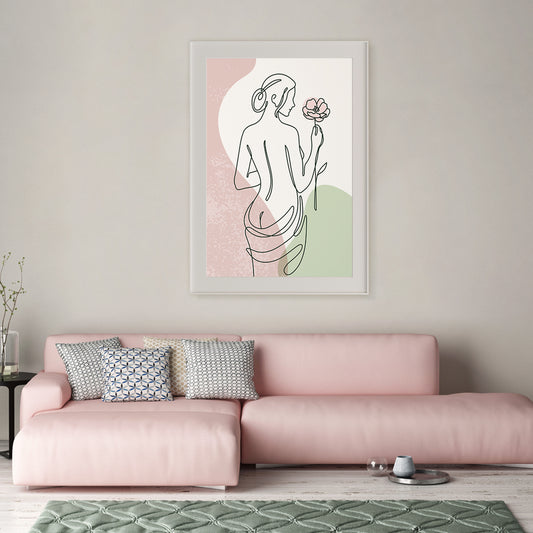 Beautiful Woman Silhouette With Flowers Line Art Modern Abstract Art Posters-Vertical Posters NOT FRAMED-CetArt-8″x10″ inches-CetArt