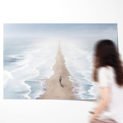Man Walking in Beach Surreal Abstract Posters For Home Decor-Horizontal Posters NOT FRAMED-CetArt-10″x8″ inches-CetArt