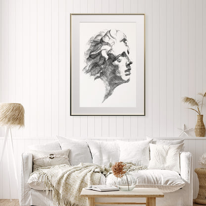 Ancient Greek Minimalist Portrait Black And White Posters-Vertical Posters NOT FRAMED-CetArt-8″x10″ inches-CetArt