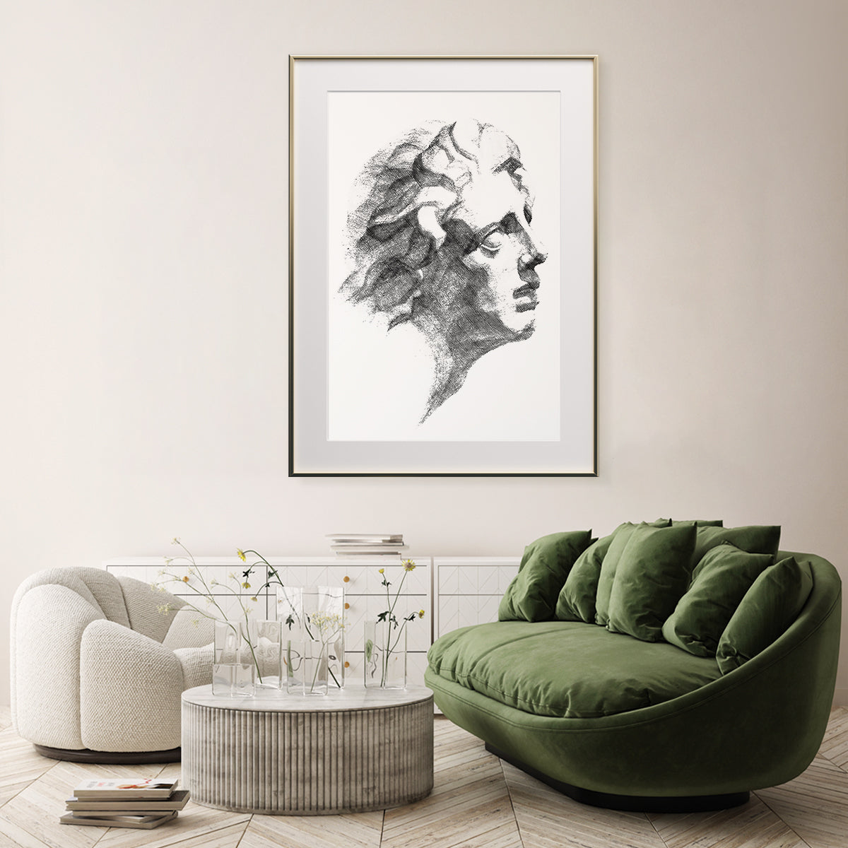 Ancient Greek Minimalist Portrait Black And White Posters-Vertical Posters NOT FRAMED-CetArt-8″x10″ inches-CetArt