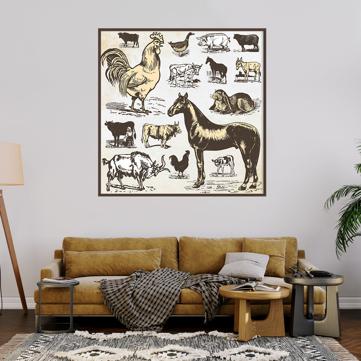 Farm Animals Vintage Posters-Square Posters NOT FRAMED-CetArt-8″x8″ inches-CetArt