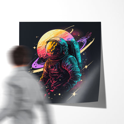 Colorful Astronaut in Outer Space Posters For Living Room Wall-Square Posters NOT FRAMED-CetArt-8″x8″ inches-CetArt