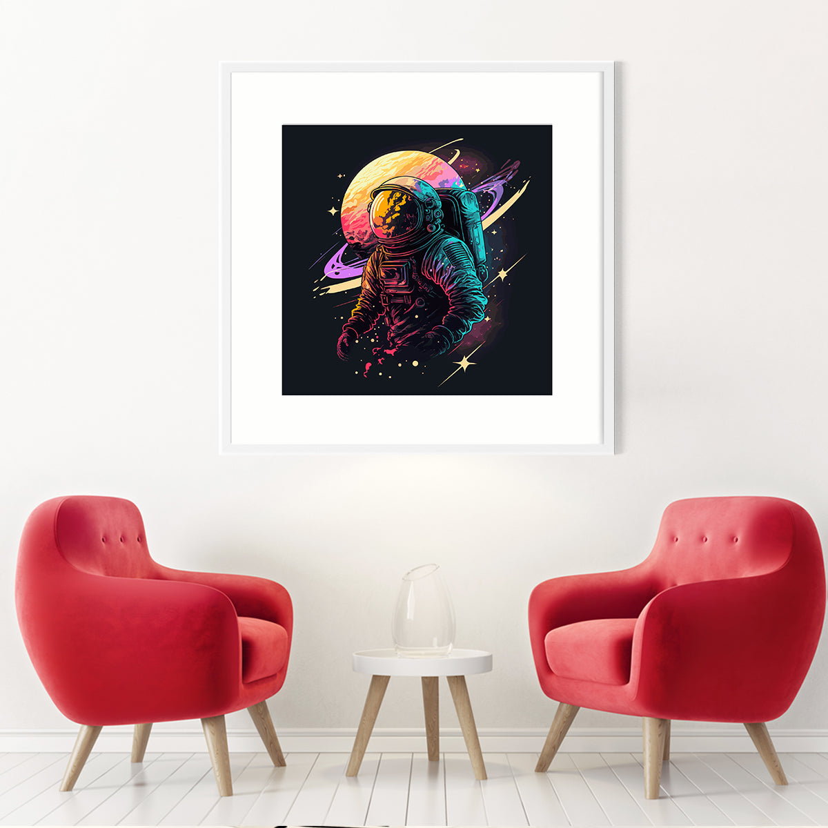 Colorful Astronaut in Outer Space Posters For Living Room Wall-Square Posters NOT FRAMED-CetArt-8″x8″ inches-CetArt